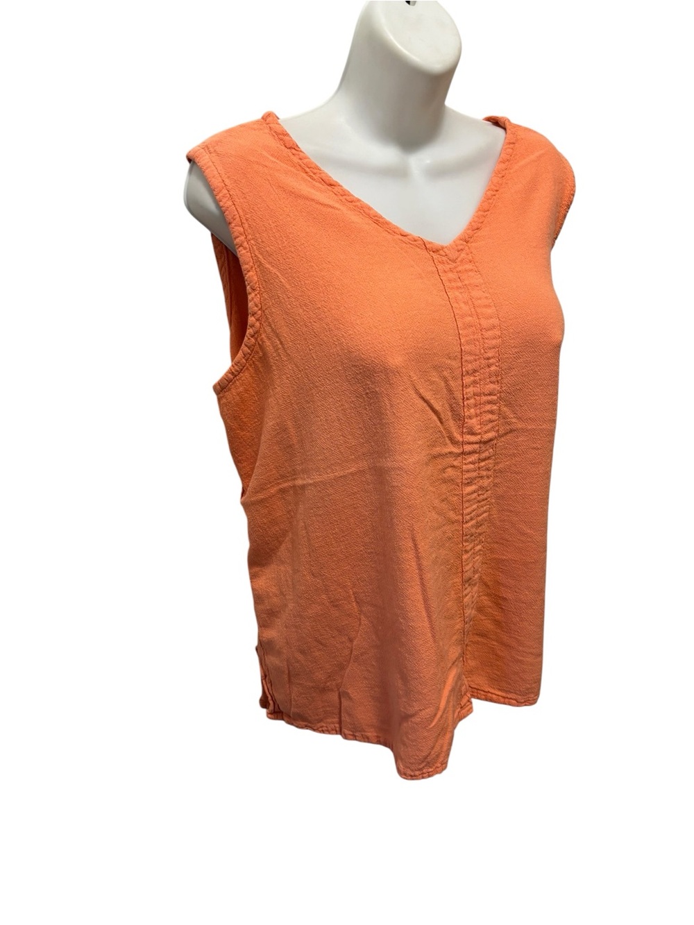 Oh My Gauze Henri Cotton Blouse Sleeveless Tank Sz 3/ XXL Peach V Neck Trim